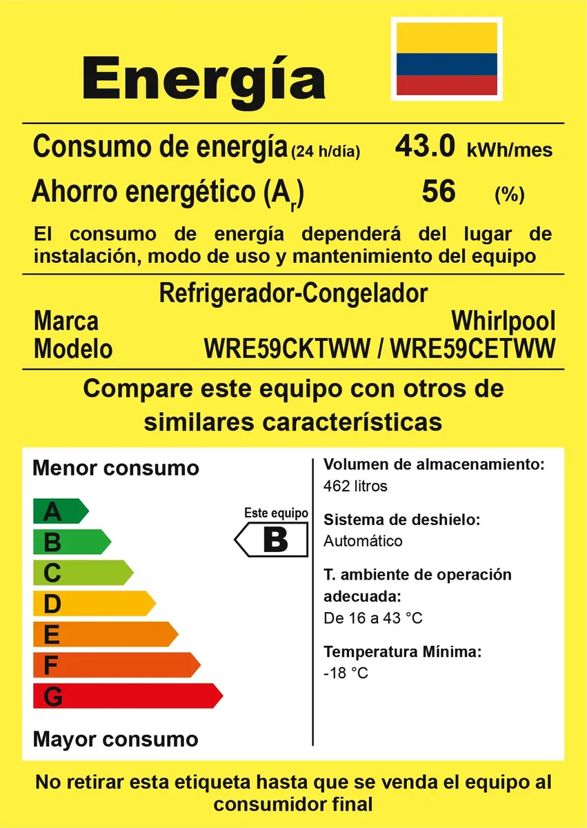 Nevera con freezer inverter Whirlpool Bottom Mount WRE59CETWW color negro con capacidad de 484L foto 5